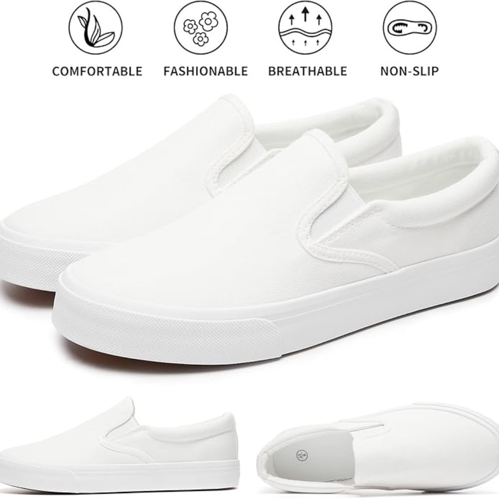 Women's Slip on Shoes Canvas Sneakers Loafers Non Slip Shoes Low Top Casual Shoe - Picture 2 of 4